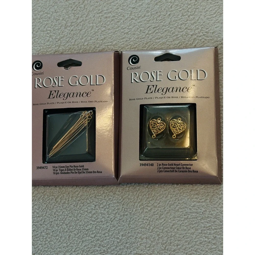 LOT - COUSIN ROSE GOLD ELEGANCE Jewelry Making Parts EAR HOOKS, Clasps, BEADS